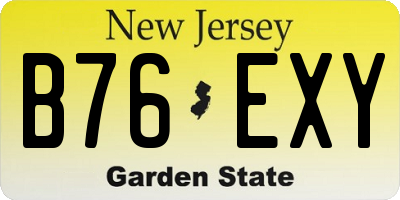NJ license plate B76EXY
