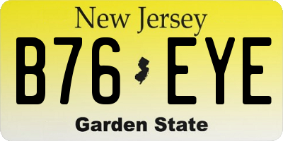NJ license plate B76EYE