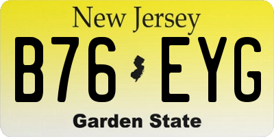 NJ license plate B76EYG
