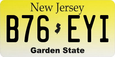 NJ license plate B76EYI