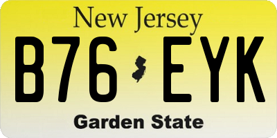 NJ license plate B76EYK