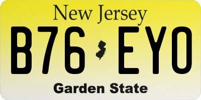 NJ license plate B76EYO