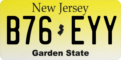 NJ license plate B76EYY