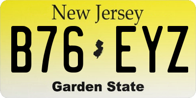 NJ license plate B76EYZ