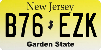 NJ license plate B76EZK