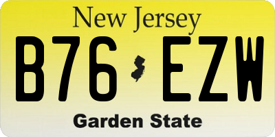 NJ license plate B76EZW