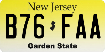 NJ license plate B76FAA