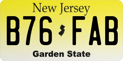NJ license plate B76FAB