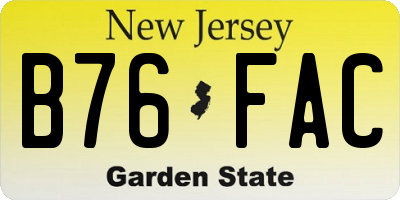 NJ license plate B76FAC