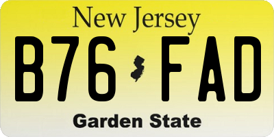 NJ license plate B76FAD