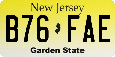 NJ license plate B76FAE