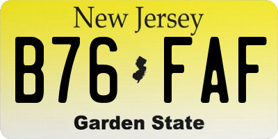 NJ license plate B76FAF