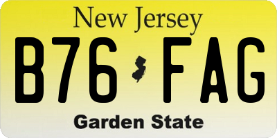 NJ license plate B76FAG