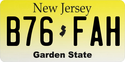NJ license plate B76FAH