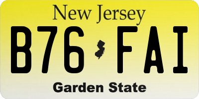 NJ license plate B76FAI