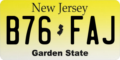 NJ license plate B76FAJ