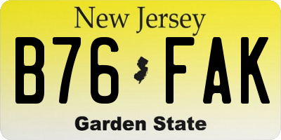 NJ license plate B76FAK