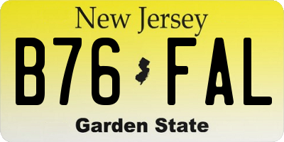 NJ license plate B76FAL