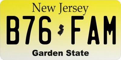 NJ license plate B76FAM