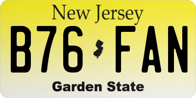 NJ license plate B76FAN