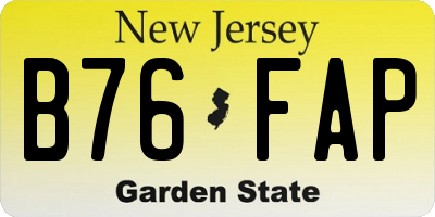 NJ license plate B76FAP
