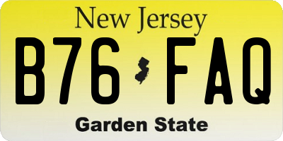 NJ license plate B76FAQ
