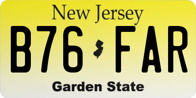 NJ license plate B76FAR