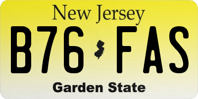 NJ license plate B76FAS