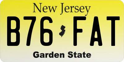 NJ license plate B76FAT