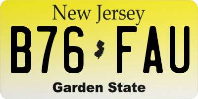 NJ license plate B76FAU