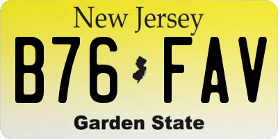 NJ license plate B76FAV