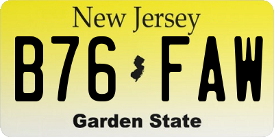 NJ license plate B76FAW