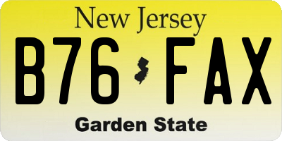 NJ license plate B76FAX