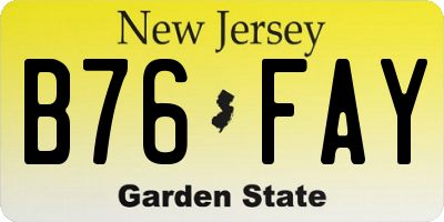 NJ license plate B76FAY