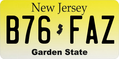 NJ license plate B76FAZ