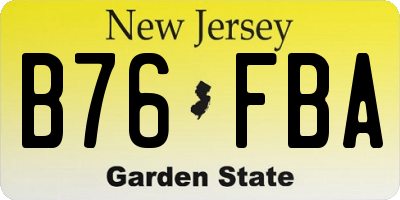 NJ license plate B76FBA