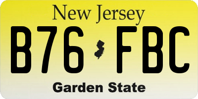 NJ license plate B76FBC