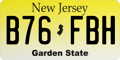NJ license plate B76FBH