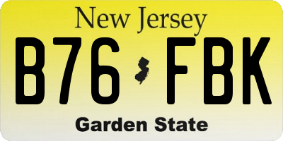 NJ license plate B76FBK