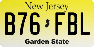 NJ license plate B76FBL