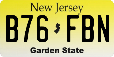 NJ license plate B76FBN