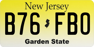 NJ license plate B76FBO