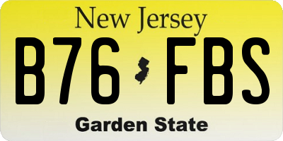 NJ license plate B76FBS