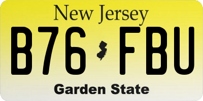 NJ license plate B76FBU