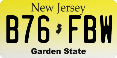 NJ license plate B76FBW