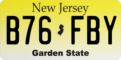 NJ license plate B76FBY