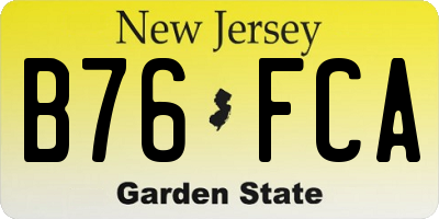 NJ license plate B76FCA