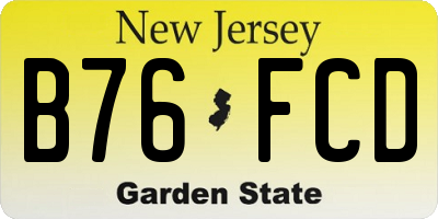 NJ license plate B76FCD