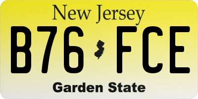 NJ license plate B76FCE