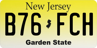 NJ license plate B76FCH